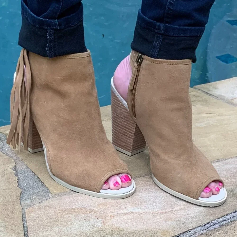 Aldo Lennoxville Suede Block Heel Booties Sz 7.5 - Picture 14 of 14